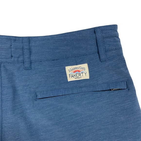 Faherty All Day Shorts 28 Blue Flat Front Classic Fit Zip Fly Logo Beach Summer - Picture 8 of 14